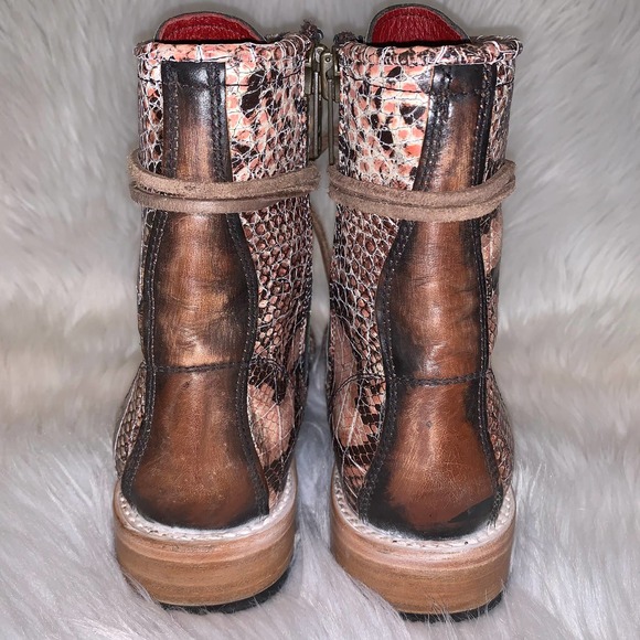 RARE Freebird Manchester Leather Combat Boots, Pink Snake - Picture 6 of 11